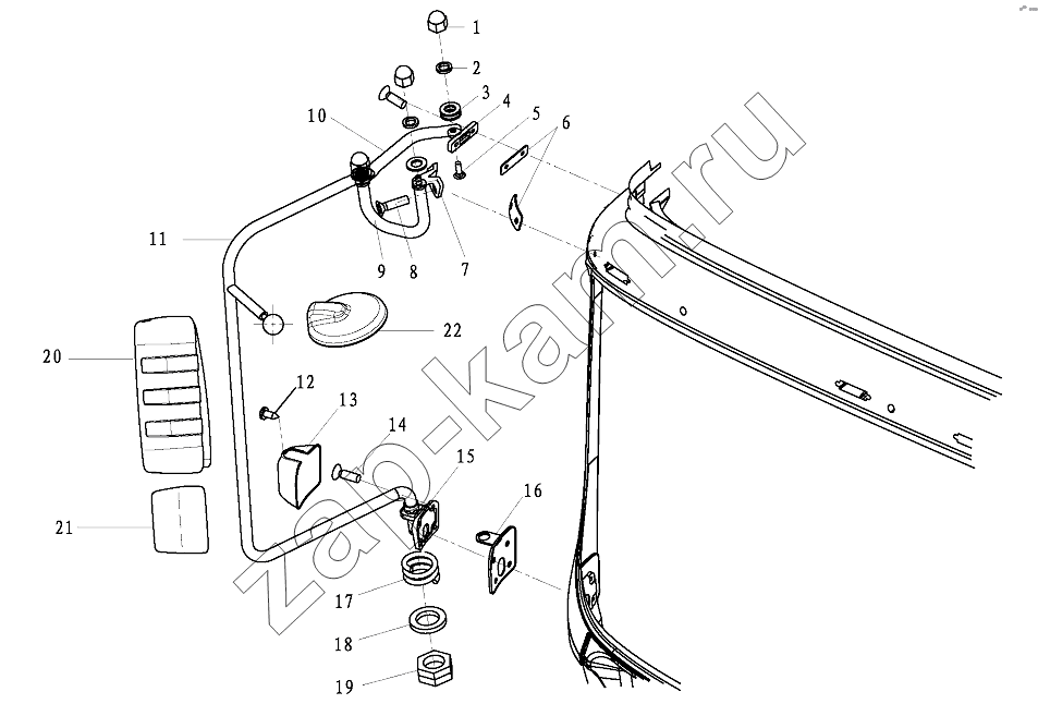 Схема/чертеж: REAR VIEW MIRROR RIGHT BRACKET / Shaanxi Shacman SX3256DR384 (F3000)