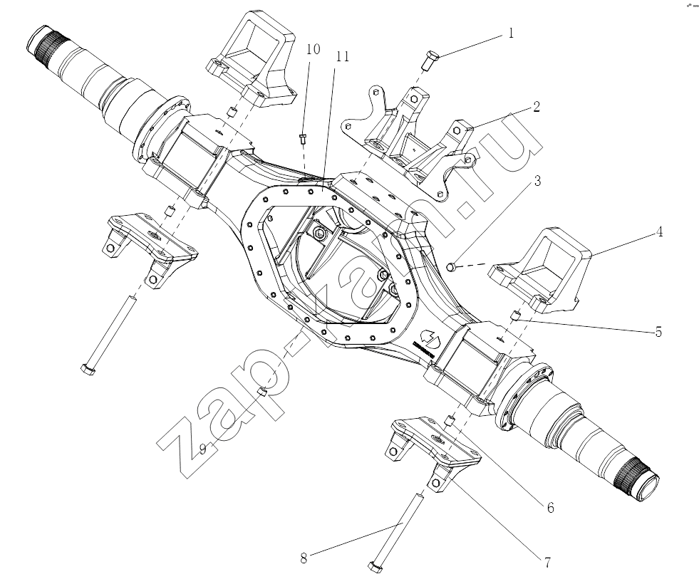 Схема/чертеж: HOUSING MIDDLE AXLE / Shaanxi Shacman SX3256DR384 (F3000)