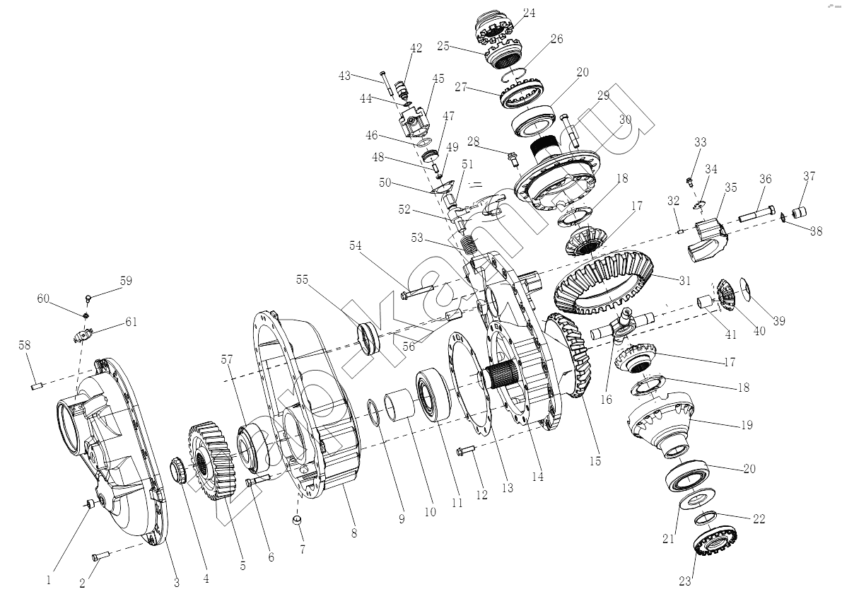 Схема/чертеж: MAN DOUBLE-STAGE DECELERATION DRIVE MIDDLE BRIDGE / Shaanxi Shacman SX3256DR384 (F3000)