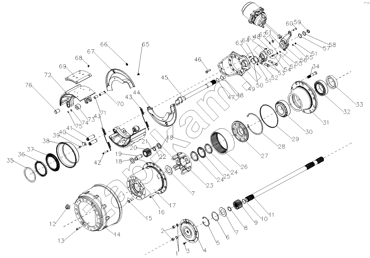 Схема/чертеж: MAN DOUBLE-STAGE REDUCTION DRIVE AXLE WHEEL / Shaanxi Shacman SX3256DR384 (F3000)