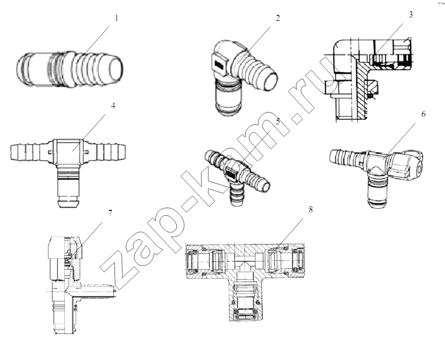 Схема/чертеж: CONNECTING PARTS,LINE & NIPPLE JOINT / Shaanxi Shacman SX3256DR384 (F3000)