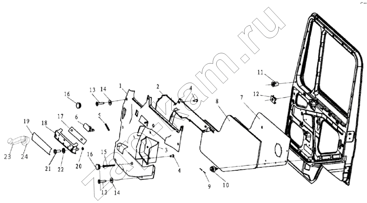 Схема/чертеж: DOOR COVERING RIGHT / Shaanxi Shacman SX3256DT384