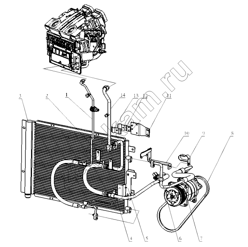 Схема/чертеж: AIR CONDITION PIPES / Shaanxi Shacman SX3256DT384