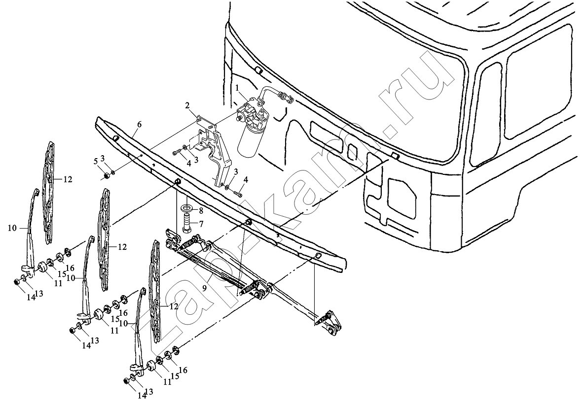 Схема/чертеж: WIPER SYSTEM / Shaanxi Shacman SX3256DT384