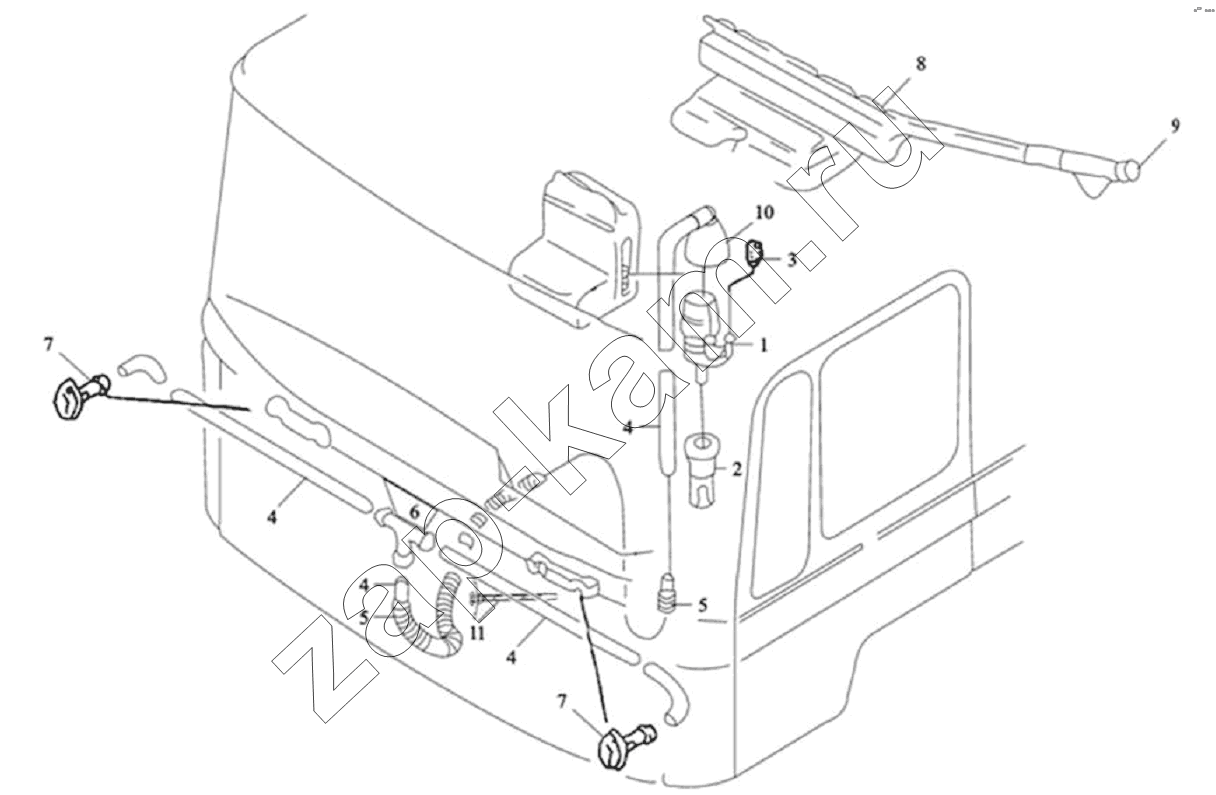 Схема/чертеж: WINDSCREEN WASHER PUMP AND ACCESSORIES / Shaanxi Shacman SX3256DT384