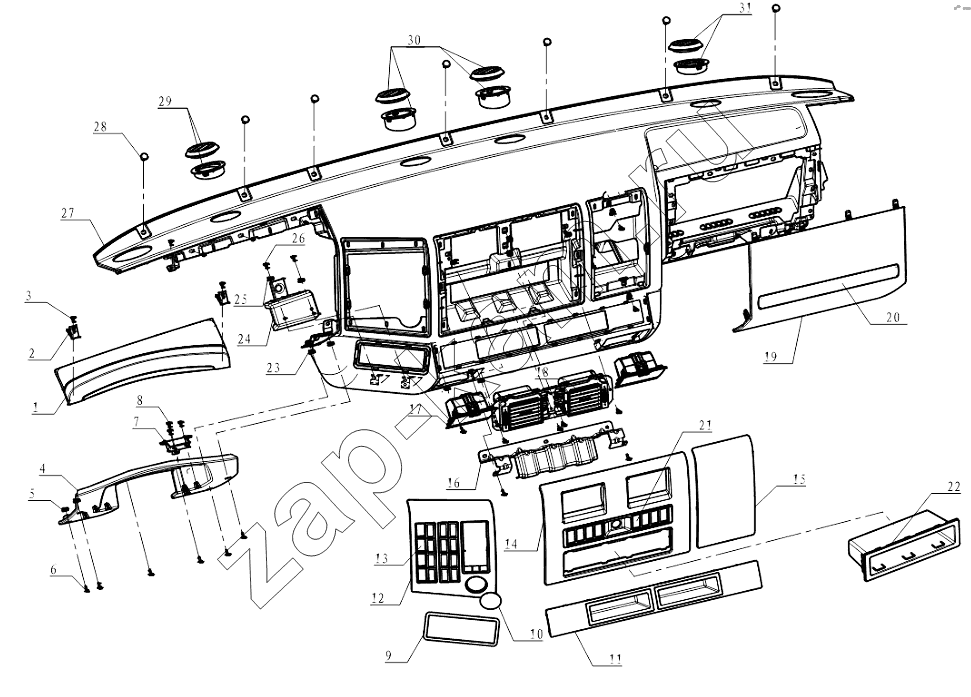 Схема/чертеж: DASHBOARD / Shaanxi Shacman SX3256DT384