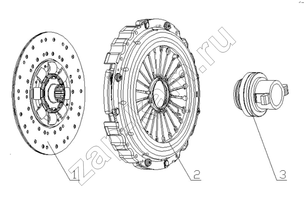 Схема/чертеж: PULL DIAPHRAGM CLUTCH / Shaanxi Shacman SX3256DT384