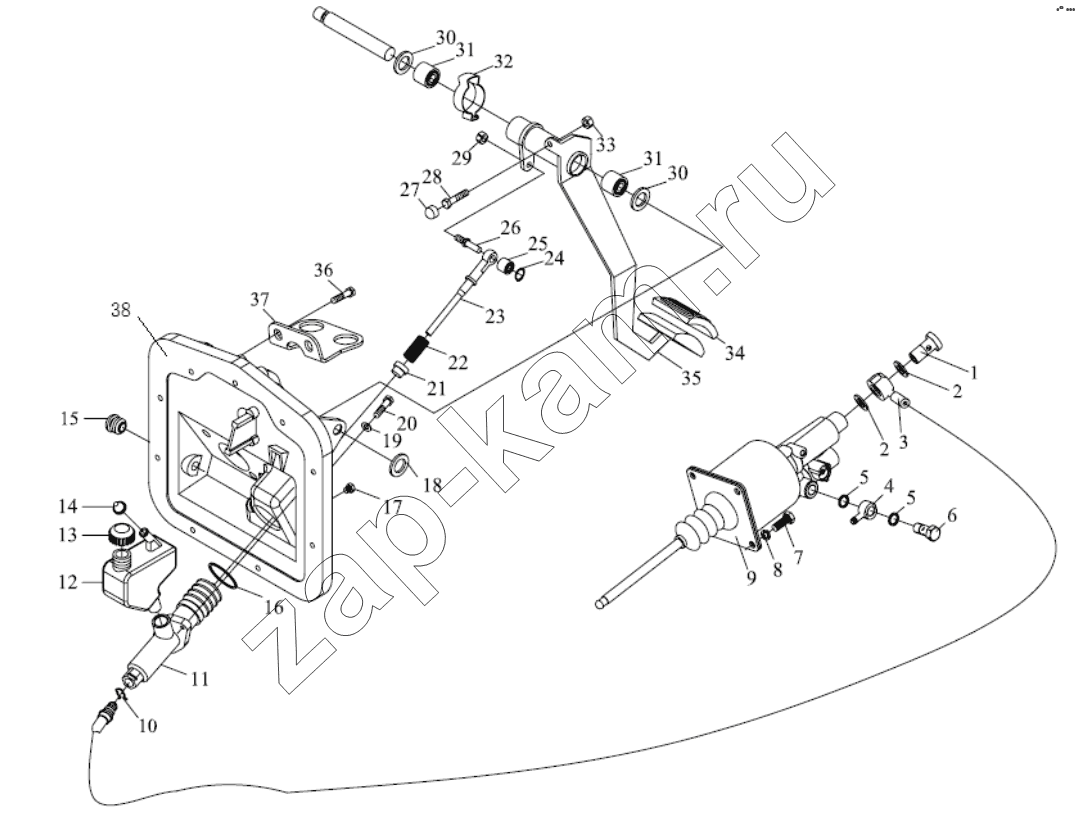 Схема/чертеж: PULL CLUTCH CONTROL DEVICE / Shaanxi Shacman SX3256DT384