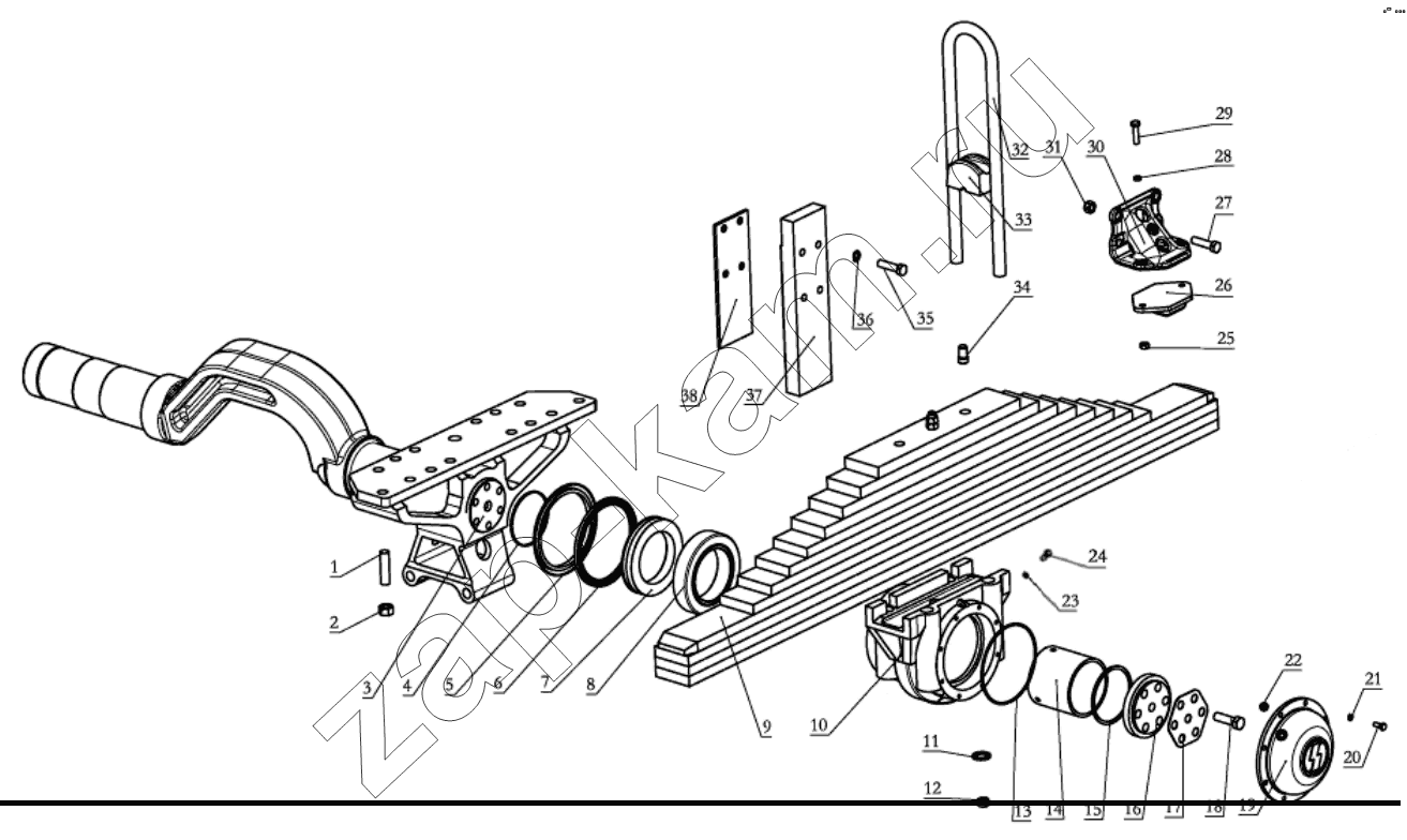 Схема/чертеж: REAR SUSPENSION / Shaanxi Shacman SX3256DT384