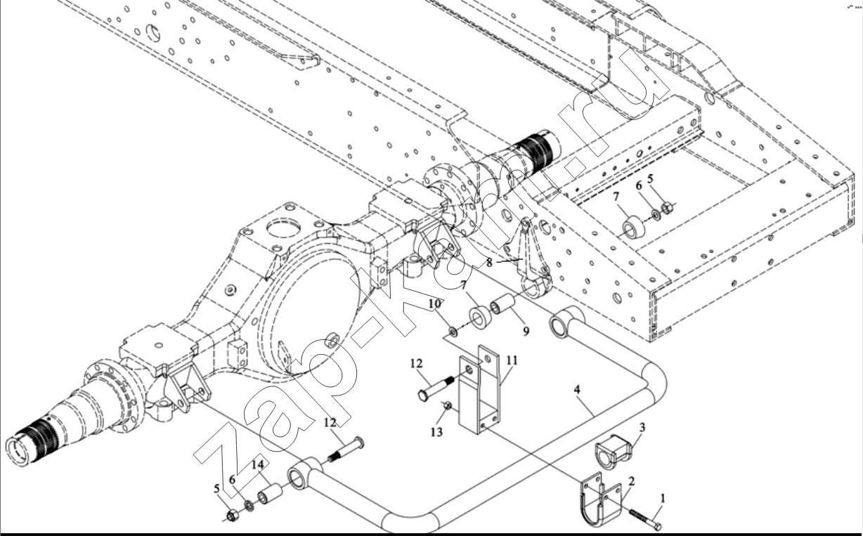 Схема/чертеж: REAR STABILIZER ASSY / Shaanxi Shacman SX3256DT384