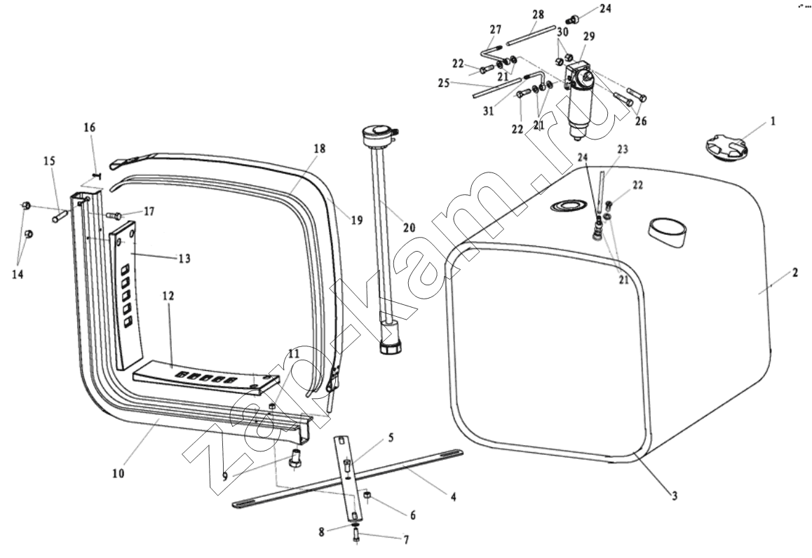 Схема/чертеж: FUEL TANK ASSEMBLY / Shaanxi Shacman SX3256DT384