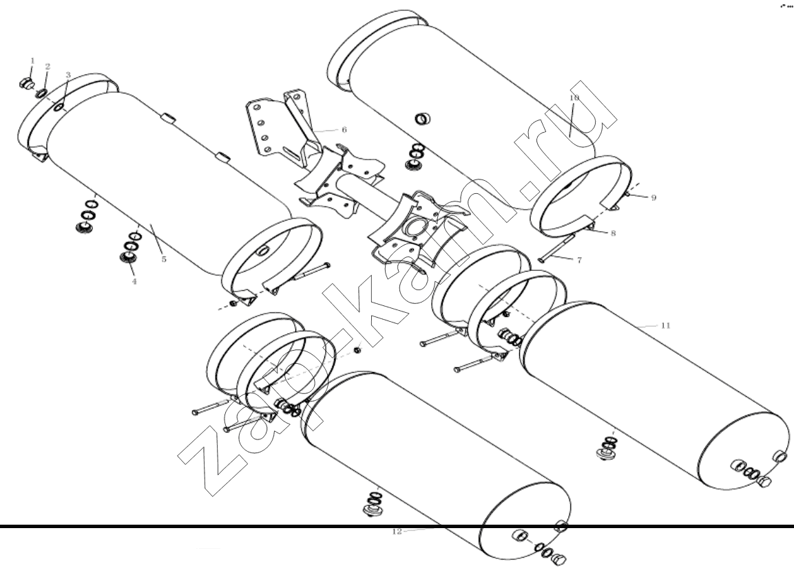 Схема/чертеж: AIR TANK FIXING / Shaanxi Shacman SX3256DT384