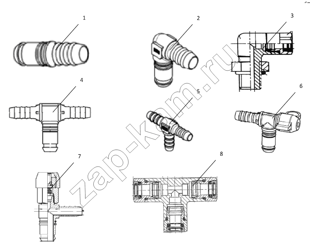Схема/чертеж: CONNECTING PARTS,LINE & NIPPLE JOINT / Shaanxi Shacman SX3256DT384