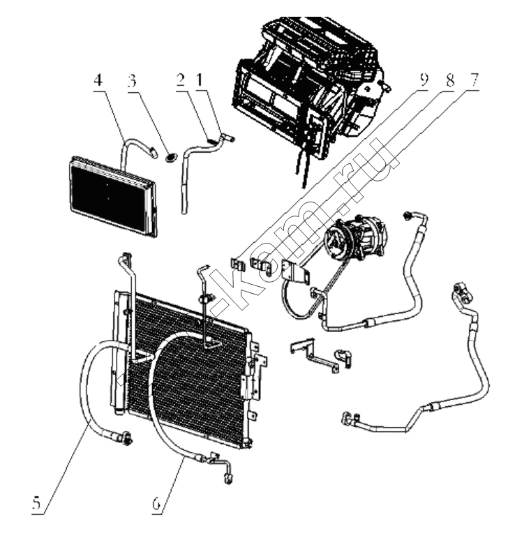 Схема/чертеж: AIR CONDITION PIPES / Shaanxi Shacman SX32586T384 (X3000)