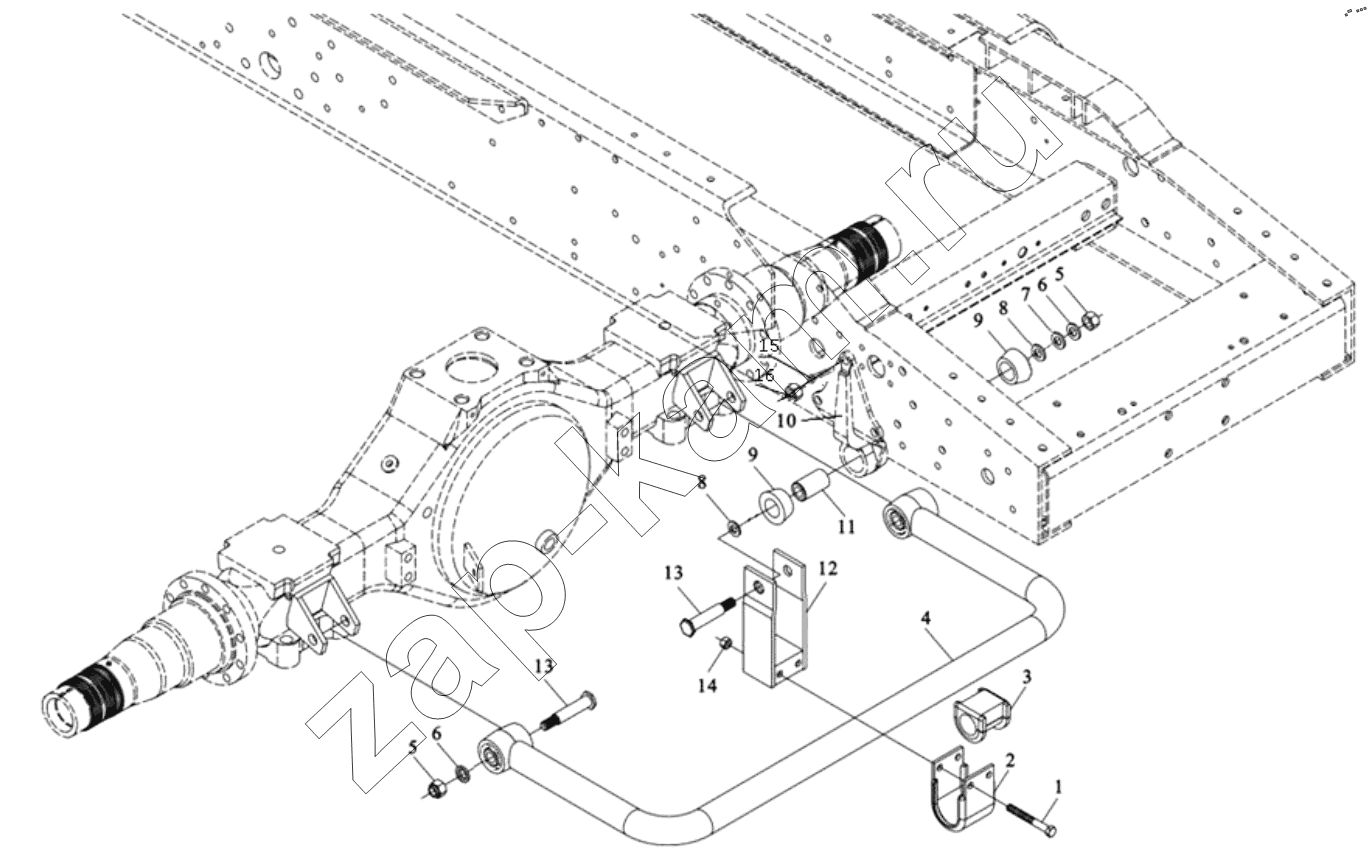 Схема/чертеж: REAR STABILIZER ASSY (DC95319680153) / Shaanxi Shacman SX32586T384 (X3000)