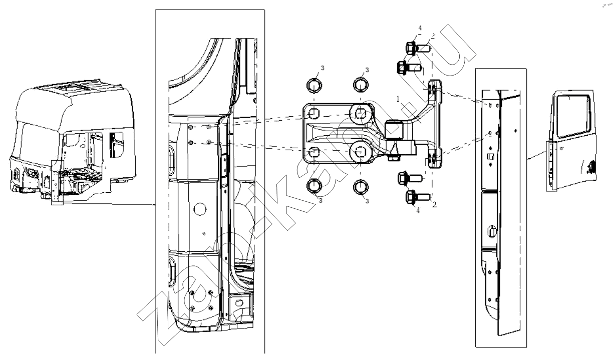 Схема/чертеж: DOOR HINGE LEFT / Shaanxi Shacman SX32586T384 (X3000)