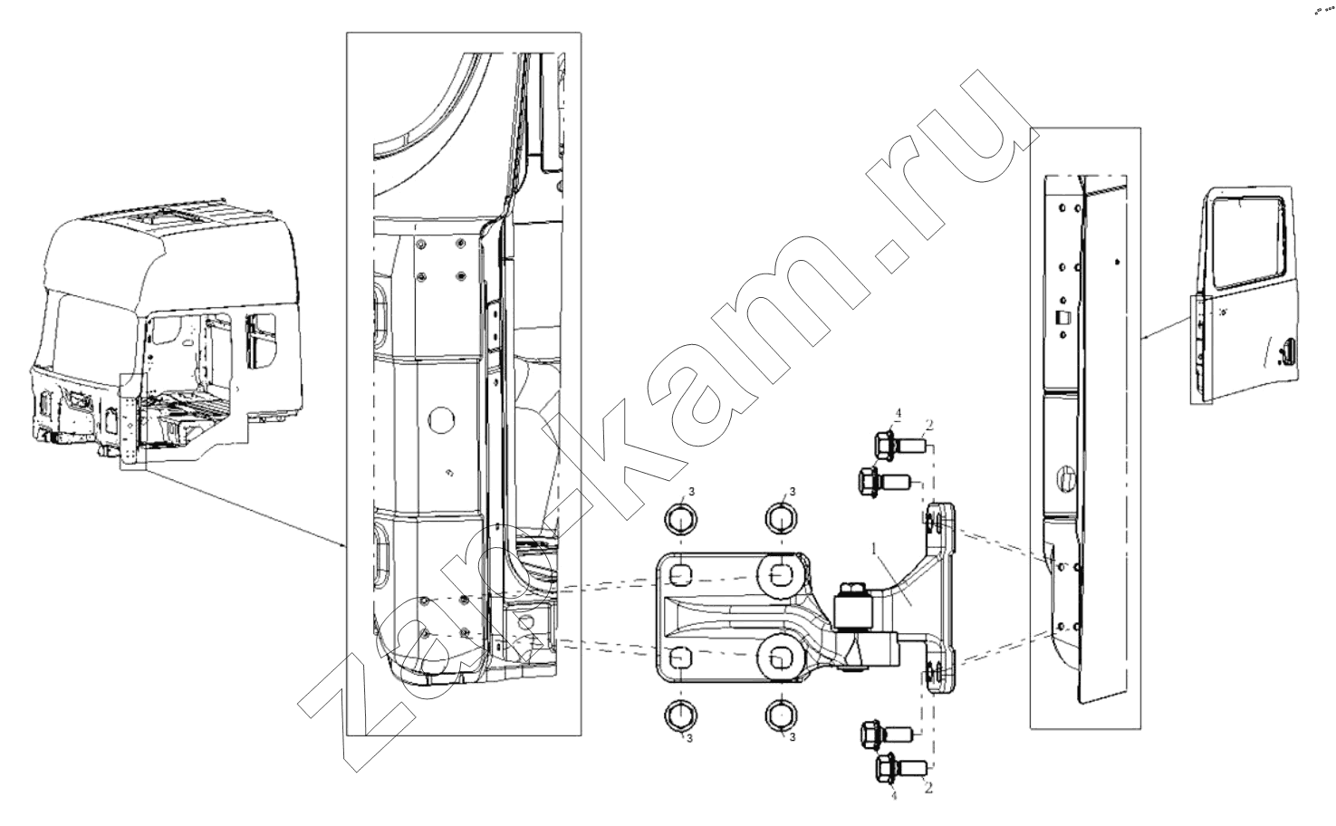 Схема/чертеж: DOOR HINGE LEFT / Shaanxi Shacman SX32586T384 (X3000)