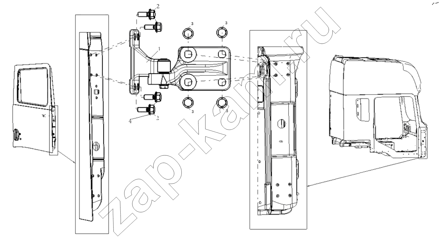 Схема/чертеж: DOOR HINGE RIGHT / Shaanxi Shacman SX32586T384 (X3000)
