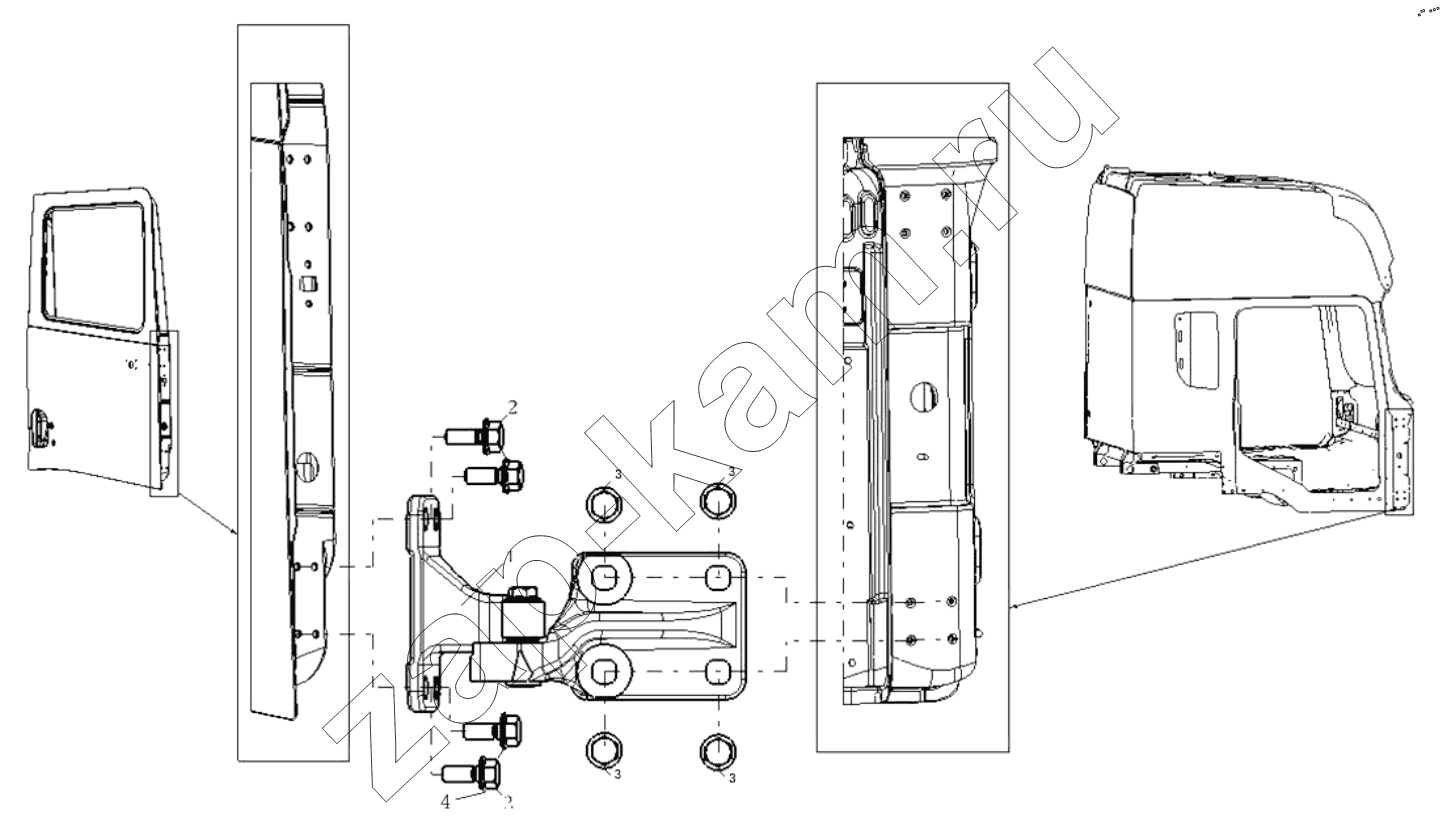Схема/чертеж: DOOR HINGE RIGHT / Shaanxi Shacman SX32586T384 (X3000)