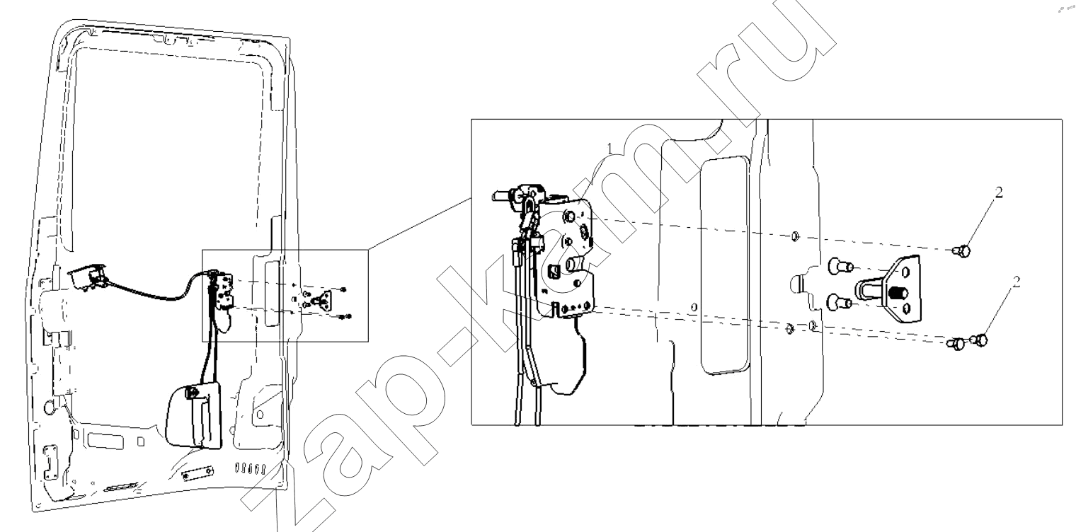 Схема/чертеж: LEFT DOOR LOCK SYSTEM / Shaanxi Shacman SX32586T384 (X3000)