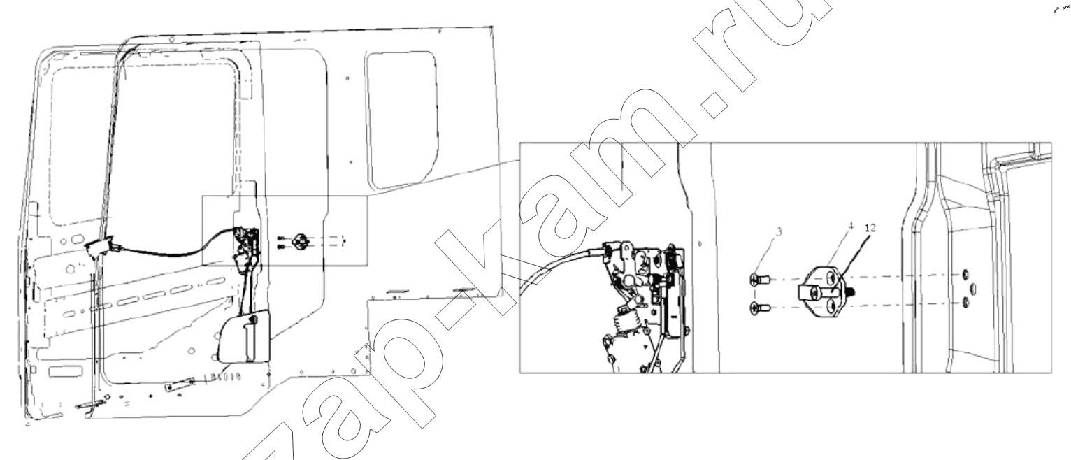Схема/чертеж: LEFT DOOR LOCK SYSTEM / Shaanxi Shacman SX32586T384 (X3000)