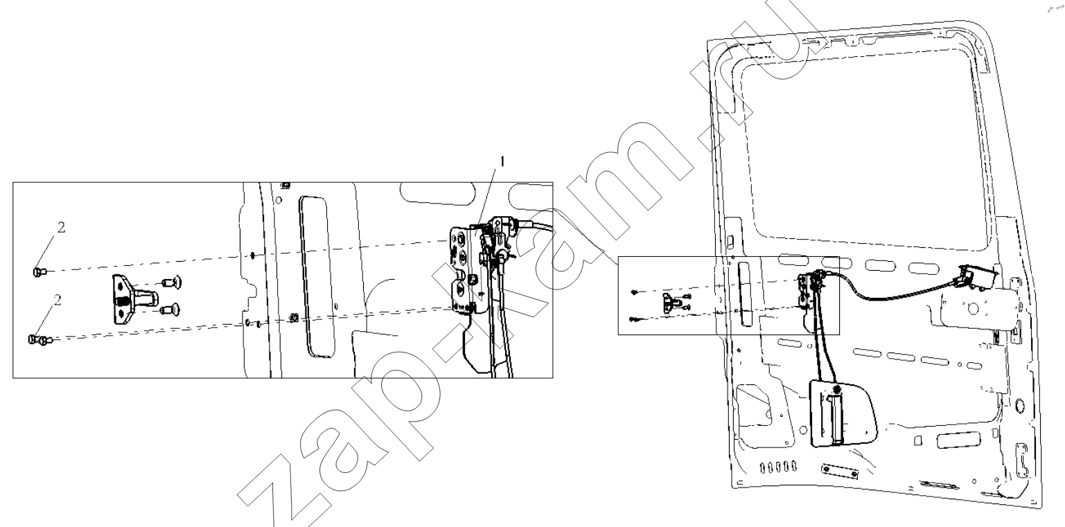 Схема/чертеж: RIGHT DOOR LOCK SYSTEM / Shaanxi Shacman SX32586T384 (X3000)