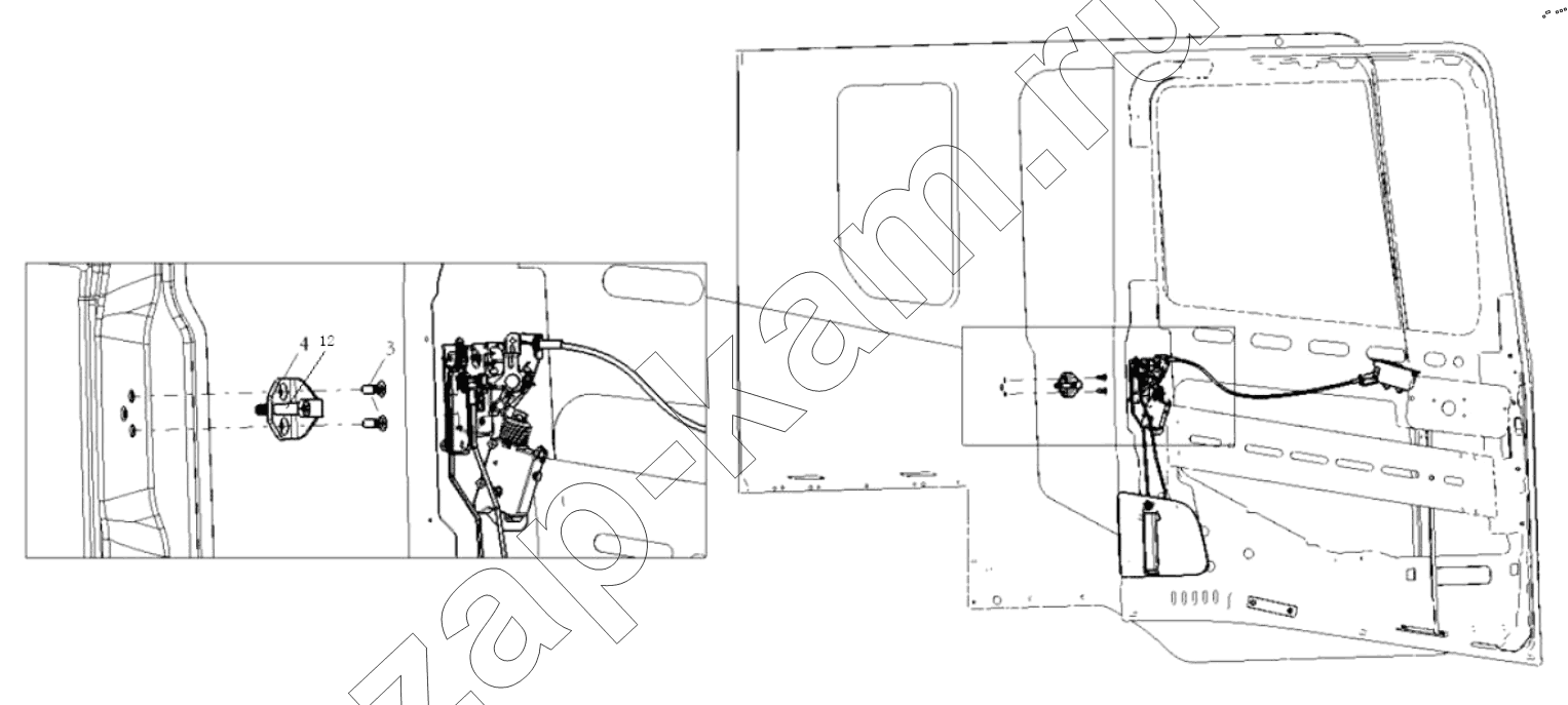 Схема/чертеж: RIGHT DOOR LOCK SYSTEM / Shaanxi Shacman SX32586T384 (X3000)