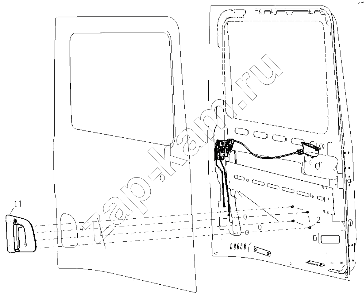 Схема/чертеж: RIGHT DOOR LOCK SYSTEM / Shaanxi Shacman SX32586T384 (X3000)