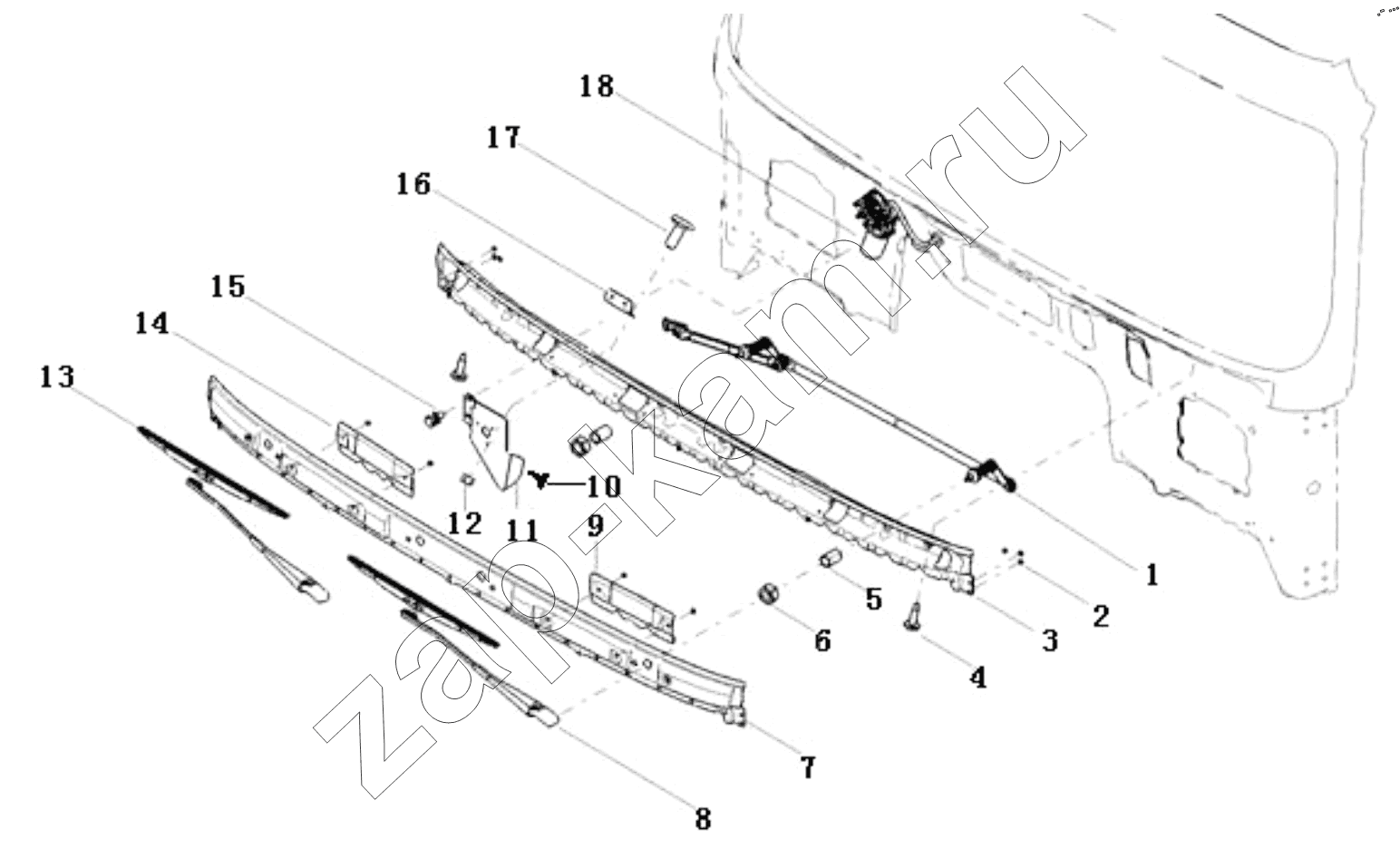 Схема/чертеж: WINDSCREEN RINSE SYSTEM/LEFT / Shaanxi Shacman SX32586T384 (X3000)