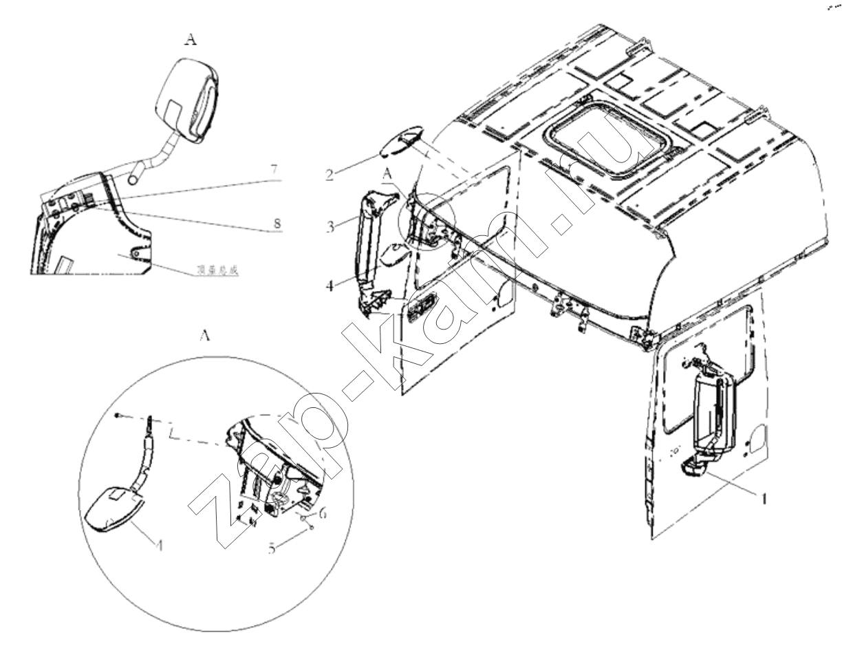 Схема/чертеж: VIEW MIRROR / Shaanxi Shacman SX32586T384 (X3000)