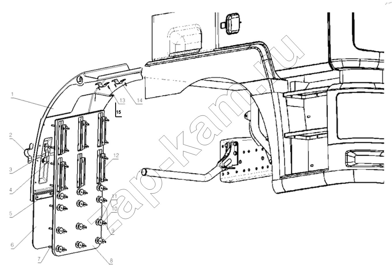 Схема/чертеж: FENDER RIGHT BEHIND CAB / Shaanxi Shacman SX32586T384 (X3000)