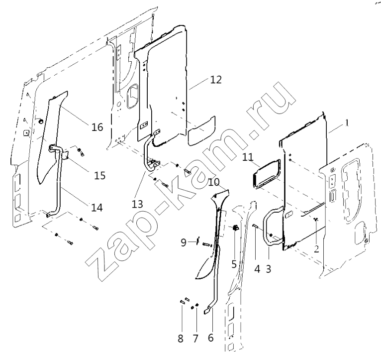 Схема/чертеж: THE INTERIOR TRIM ASSEMBLY / Shaanxi Shacman SX32586T384 (X3000)
