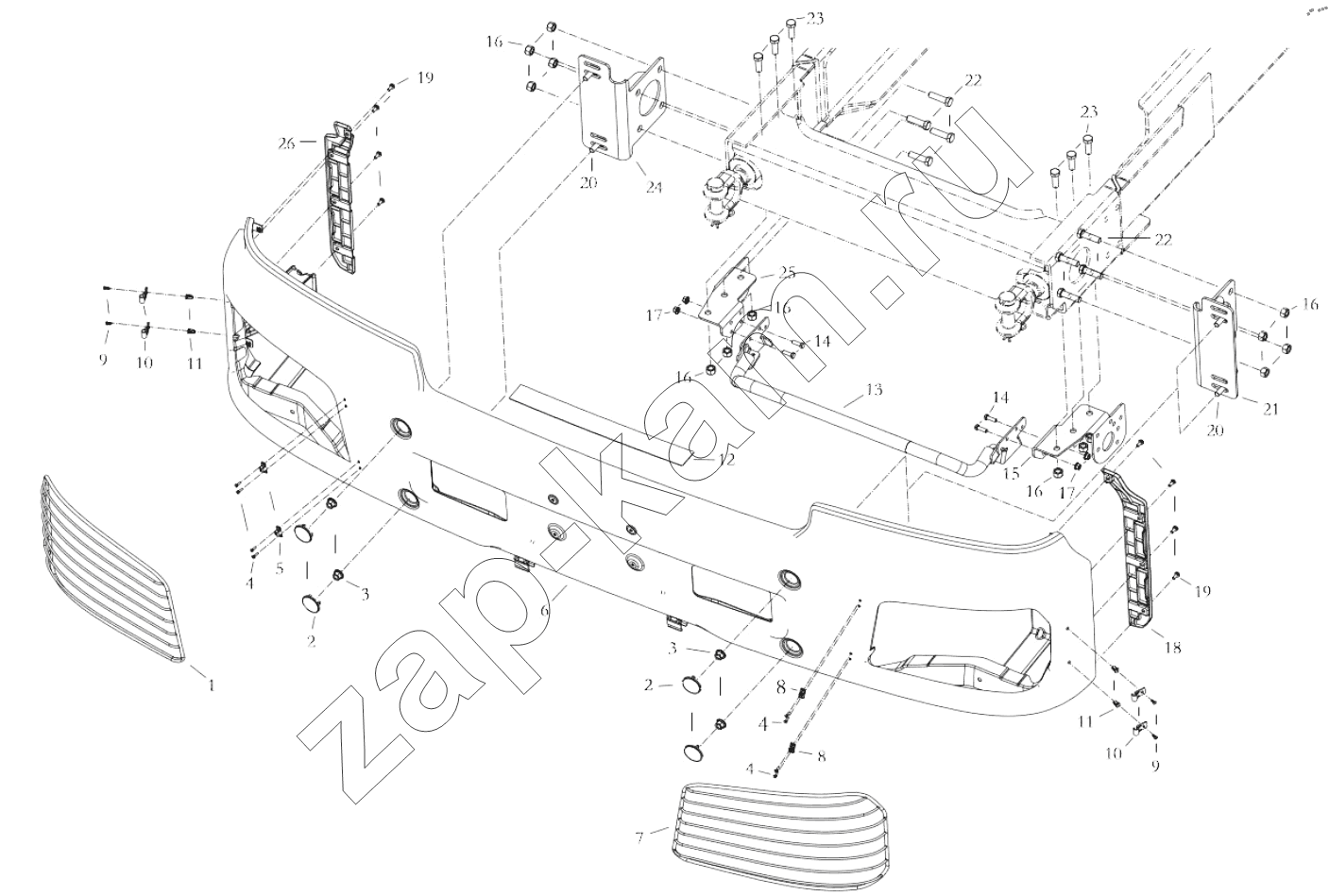 Схема/чертеж: BUMPER / Shaanxi Shacman SX32586T384 (X3000)