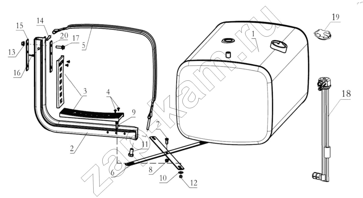 Схема/чертеж: FUEL TANK ASSEMBLY 500L / Shaanxi Shacman SX32586T384 (X3000)