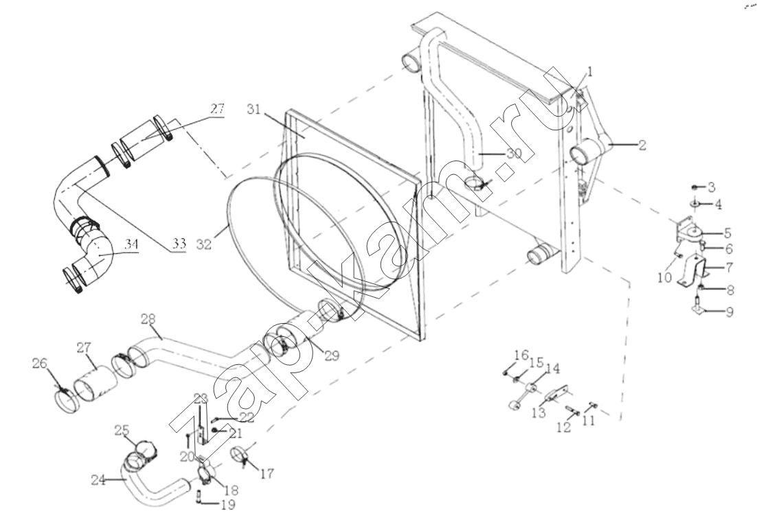 Схема/чертеж: COOLER SYSTEM (F3000/WP12) / Shaanxi Shacman SX32586T384 (X3000)