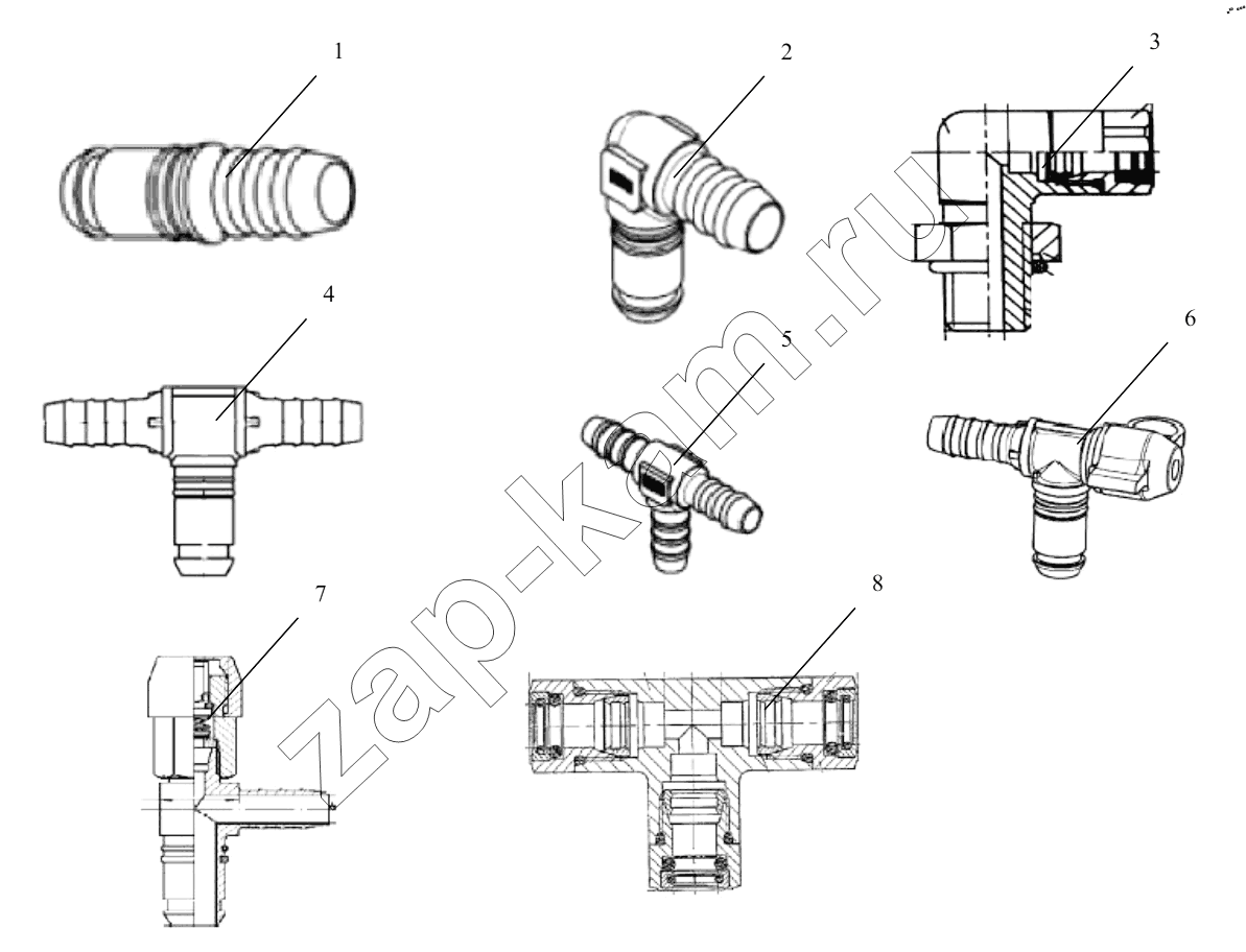 Схема/чертеж: CONNECTING PARTS,LINE & NIPPLE JOINT / Shaanxi Shacman SX32586T384 (X3000)
