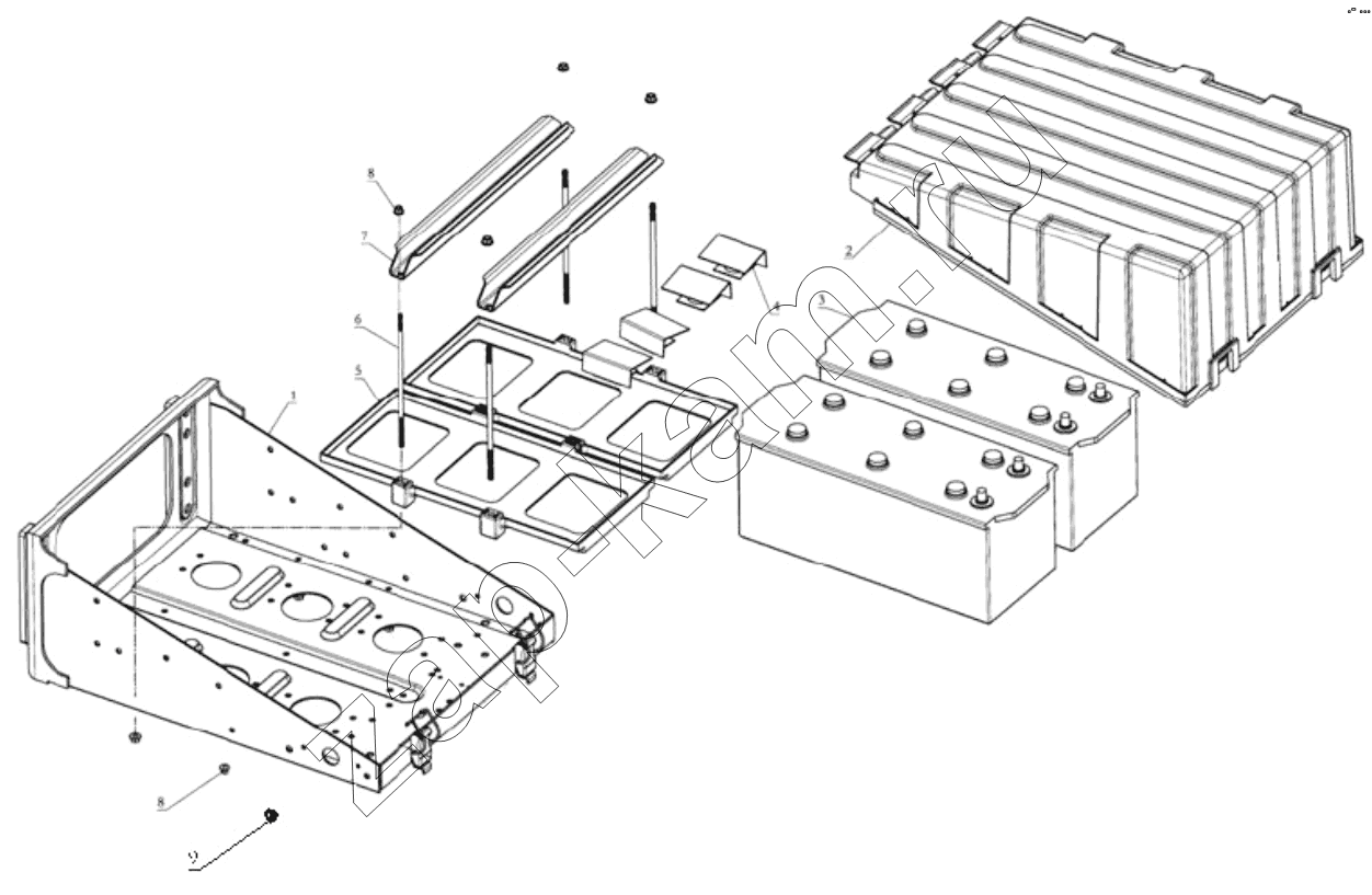 Схема/чертеж: Аккумуляторный бокс;BATTERY BOX / Shaanxi Shacman SX3258DR384 (F3000)