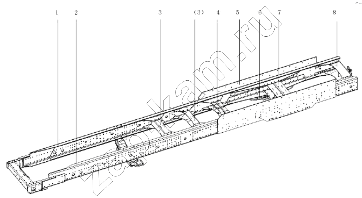 Схема/чертеж: Сборка рамы;FRAM ASSY / Shaanxi Shacman SX3258DR384 (F3000)