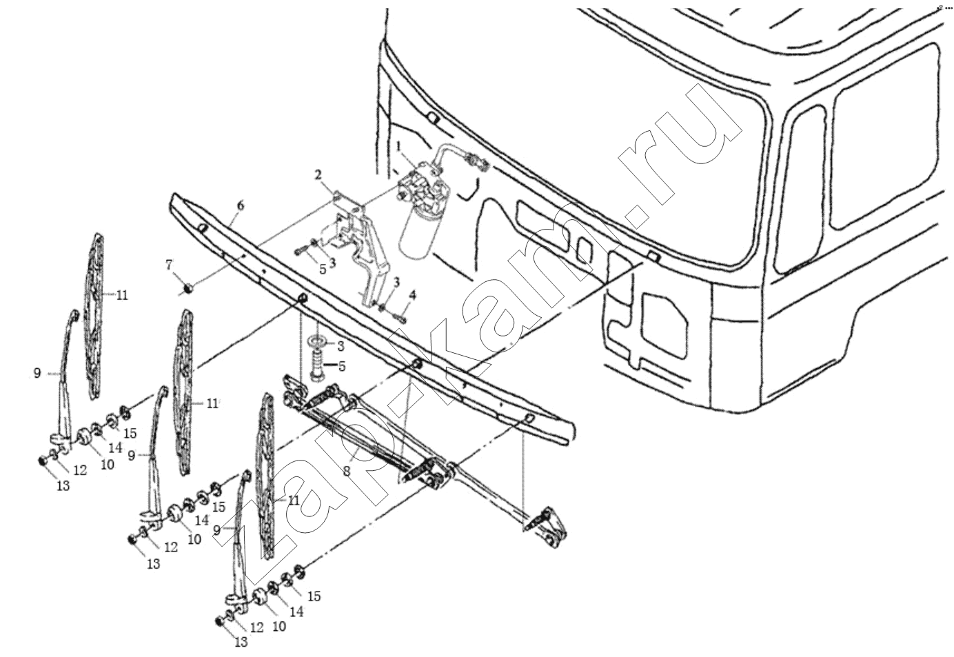 Схема/чертеж: Система стеклоочистителей;WIPER SYSTEM / Shaanxi Shacman SX3258DR384 (F3000)