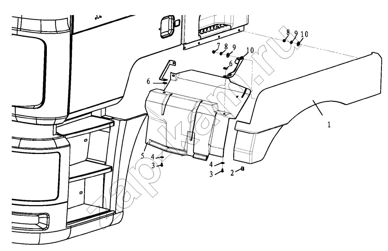 Схема/чертеж: Левое крыло;LEFT FENDER / Shaanxi Shacman SX3258DR384 (F3000)