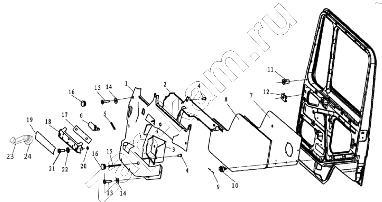 Схема/чертеж: DOOR COVERING RIGHT / Shaanxi Shacman SX3316DR366 (F2000)