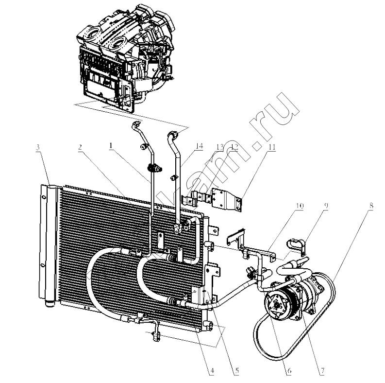 Схема/чертеж: AIR CONDITION PIPES / Shaanxi Shacman SX3316DR366 (F2000)