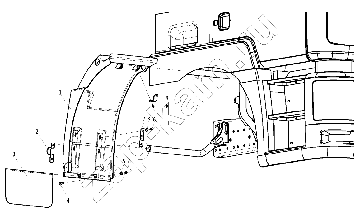 Схема/чертеж: FENDER RIGHT BEHIND CAB / Shaanxi Shacman SX3316DR366 (F2000)