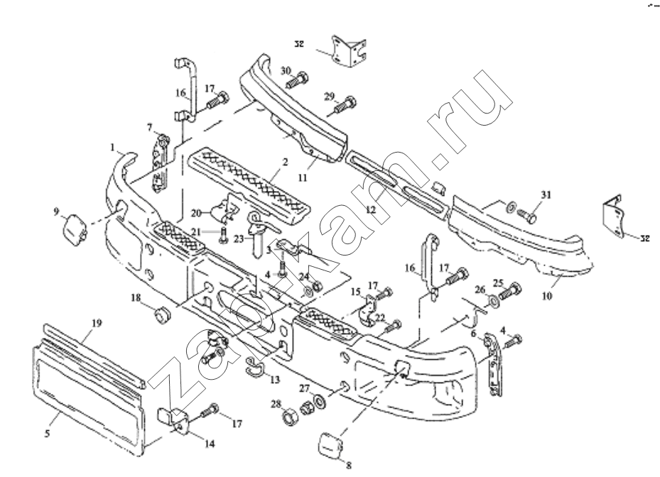 Схема/чертеж: BUMPER AND FRONT BRACKET / Shaanxi Shacman SX3316DR366 (F2000)