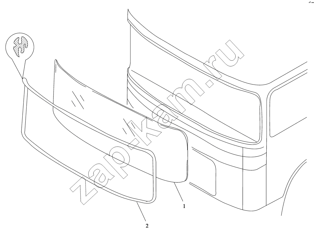 Схема/чертеж: FRONT WINDSHIELD ASSEMBLY / Shaanxi Shacman SX3316DR366 (F2000)