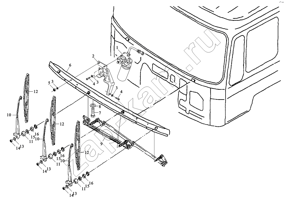 Схема/чертеж: WIPER SYSTEM / Shaanxi Shacman SX3316DR366 (F2000)