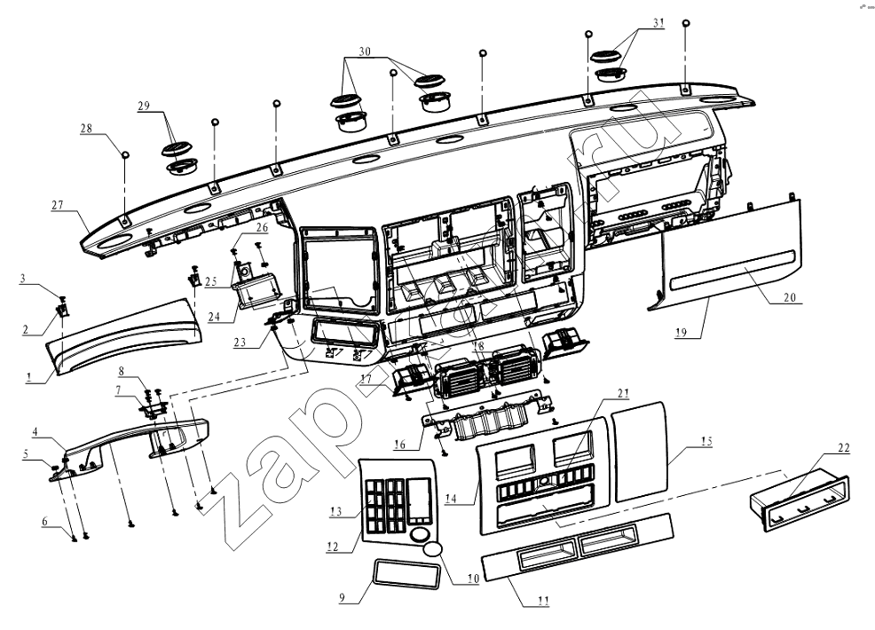 Схема/чертеж: DASHBOARD / Shaanxi Shacman SX3316DR366 (F2000)