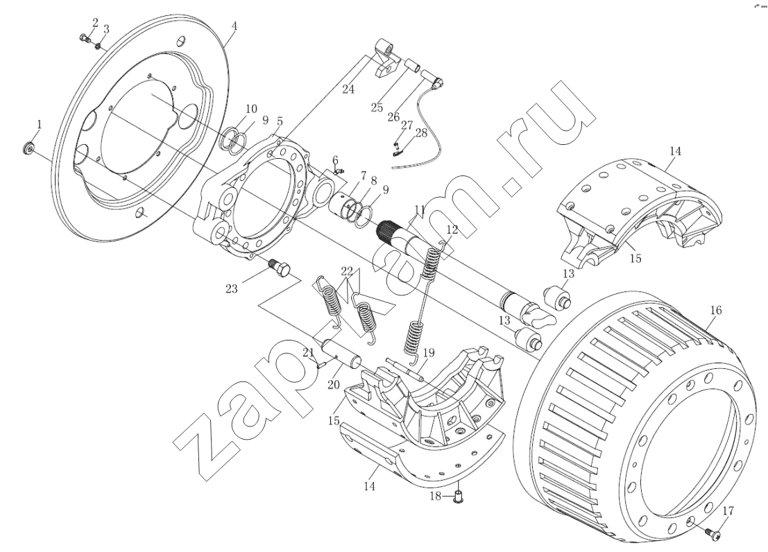 Схема/чертеж: STR DRIVE AXLE BRAKE I / Shaanxi Shacman SX3316DR366 (F2000)