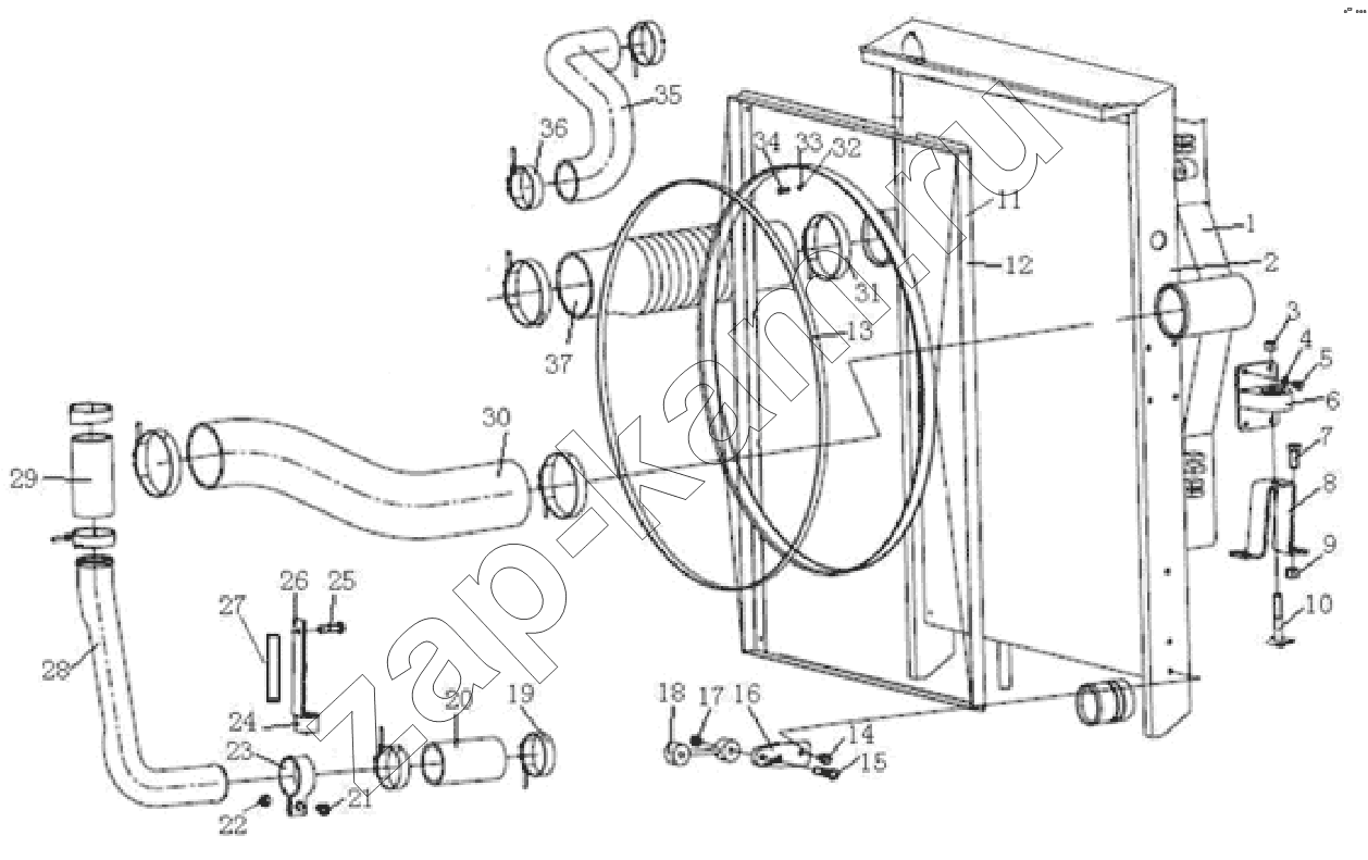 Схема/чертеж: COOLER SYSTEM (F3000/WP10) / Shaanxi Shacman SX3316DR366 (F2000)