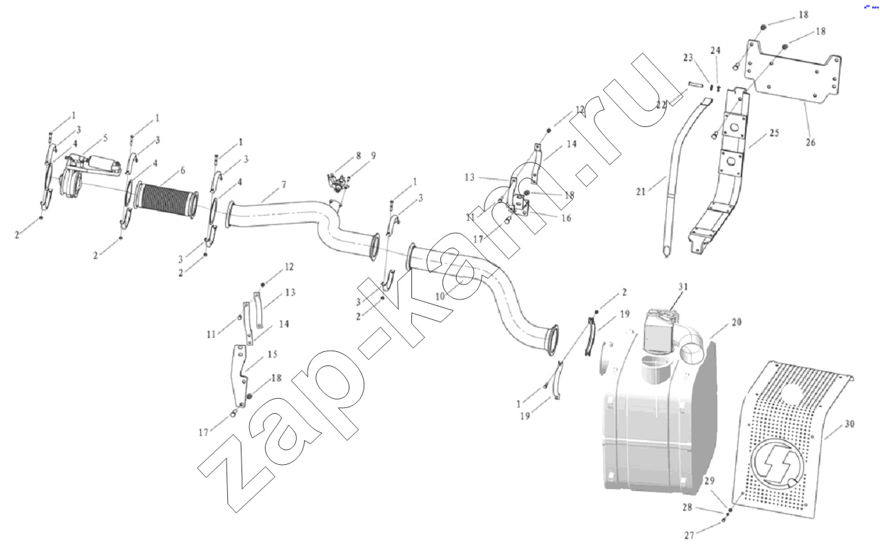 Схема/чертеж: WP10 EXHAUSTING AND MUFFLER / Shaanxi Shacman SX3316DR366 (F2000)